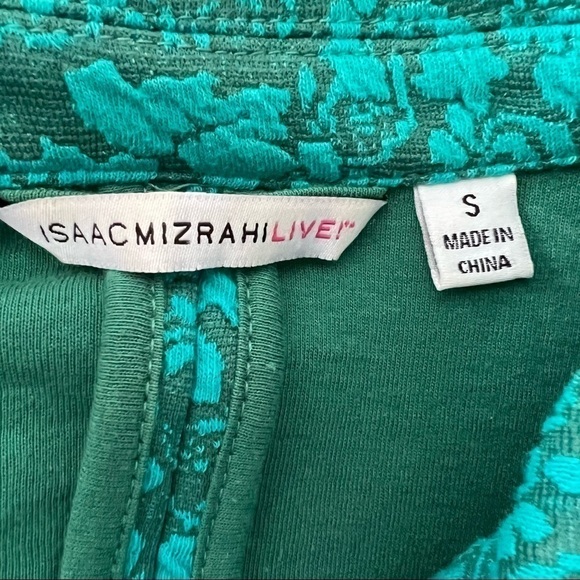 Isaac Mizrahi Jersey Knit Two-Tone Green Teal Jacquard Textured Blazer S/M - Picture 3 of 11
